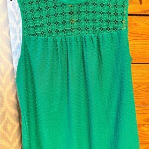 Daniel Rainn Green Crochet Yoke Tank